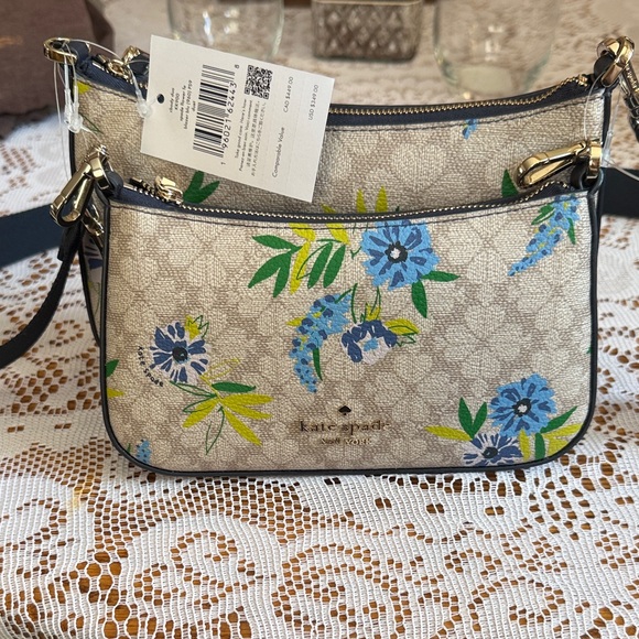 kate spade Handbags - Kate Spade Floral Crossbody Duo Bag - Blazer blue duet. Brand new with tags.